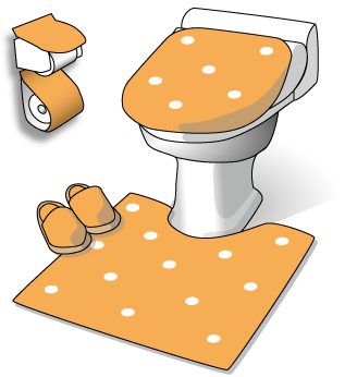 オレンジ色のトイレのアイテム