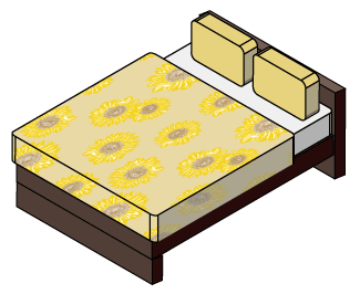 黄色とヒマワリの寝室