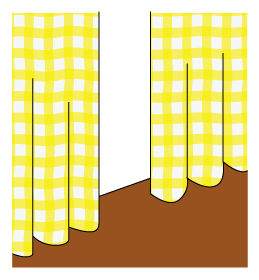黄色のリビングのカーテン