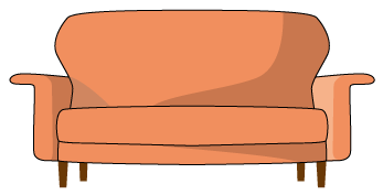 オレンジ色のソファ
