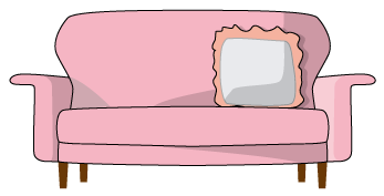 ピンク色のソファ