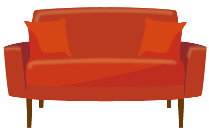 革製の真っ赤なソファー