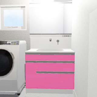 ピンク色の洗面所・浴室