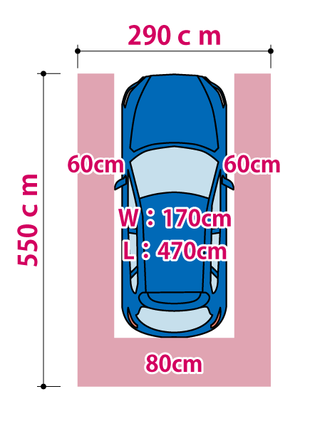 中型車用の駐車場の寸法