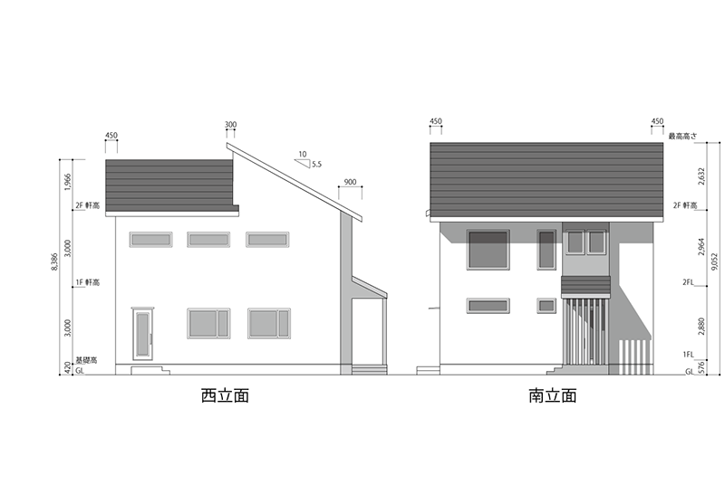 クライアントへ提案した立面図